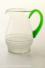 Half Frosted Glass Jug with Green Handle