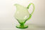 Green Vaseline Glass Jug with Foot
