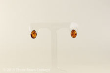 Amber and Silver Oval Stud Earrings