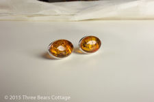 Amber and Silver Oval Stud Earrings