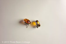 Amber and Silver Oval Stud Earrings