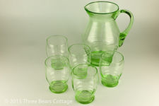 Green Glass Jug and Tumblers