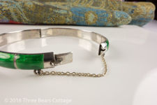 Silver and Green Basse Taille Enamel Bangle