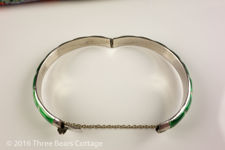 Silver and Green Basse Taille Enamel Bangle