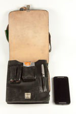 Black Leather Military Messenger Bag