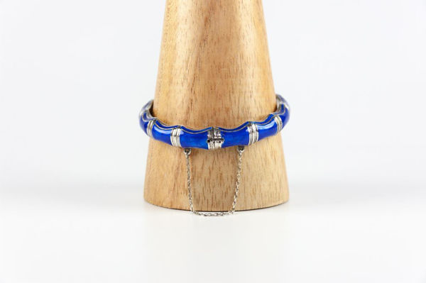 Silver and Blue Basse Taille Enamel Bangle