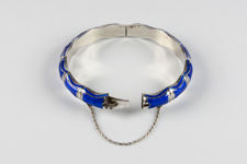 Silver and Blue Basse Taille Enamel Bangle