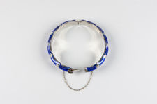 Silver and Blue Basse Taille Enamel Bangle