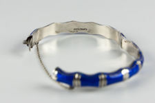 Silver and Blue Basse Taille Enamel Bangle