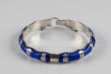 Silver and Blue Basse Taille Enamel Bangle