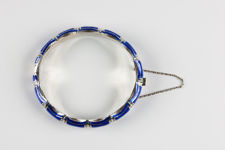 Silver and Blue Basse Taille Enamel Bangle