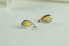 Baltic Amber and Sterling Silver Teardrop Earrings