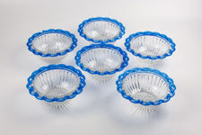 Blue Lattice Glass Dessert Bowls