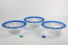 Blue Lattice Glass Dessert Bowls