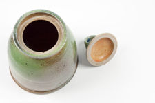 Jane Hamlyn Green Salt Glazed Leaning Jar