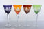Multi-coloured Cut-to-Clear Lead Crystal Wine Glasses