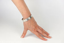 Slender Sterling Silver Bangle with Floral Engraving and Rope Edging