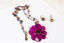 Butler & Wilson Magenta Flower Pendant Necklace and Earrings