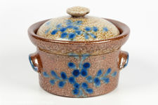 Blue On Brown Salt Glazed Pot