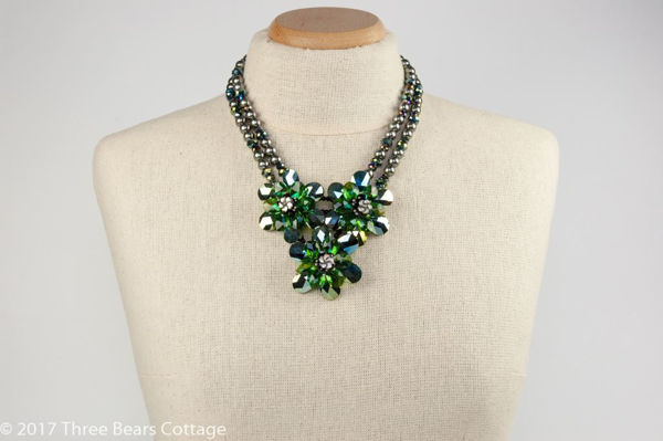 Butler & Wilson Iridescent Green Flower Necklace