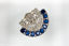 Trifari KTF Art Deco Brooch with Clear and Blue Stones