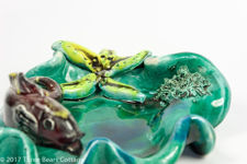 Large Handmade Ricard Fish & Starfish Ashtray