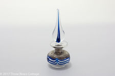 Tom Young Silver and Blue Overlaid Glass Scent Bottle
