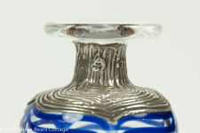 Tom Young Silver and Blue Overlaid Glass Scent Bottle
