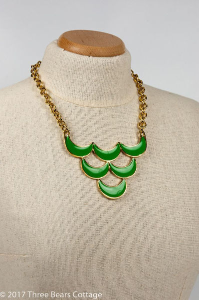 Monet Green Enamel Bib Necklace