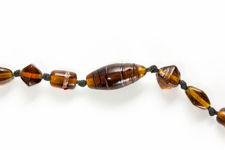 Murano Glass Brown and Amber Coloured Rope Length Necklace
