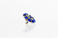 Coro Blue Rhinestone Flower Brooch