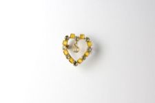 Gold Plated Heart Brooch with Crystal Pendant