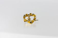 Gold Plated Heart Brooch with Crystal Pendant