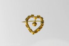 Gold Plated Heart Brooch with Crystal Pendant