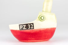Val Sparkes Medium Penzance Fishing Boat Olive Dish