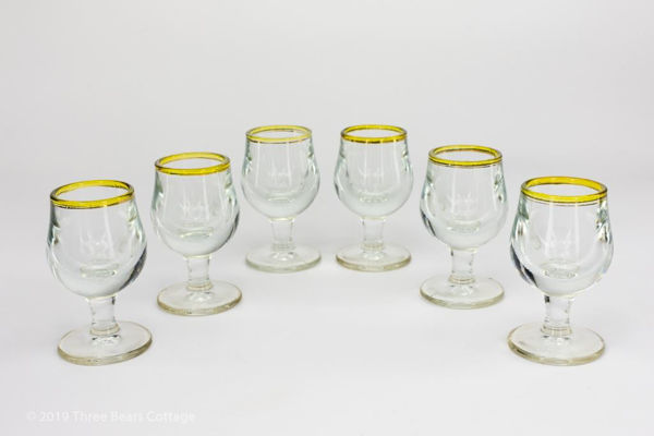 French Gold-rimmed Liqueur Glasses