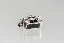 Black Enamel and Crystal Treasure Chest Charm