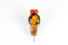 Side view 1 of entire Tagua Nut bird bottle stopper & cork