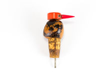 Side view 2 of entire Tagua Nut bird bottle stopper & cork