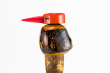 Close up side view 2 of Tagua Nut bird bottle stopper