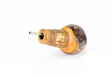 Side view 2 of pourer of Tagua Nut bird bottle stopper