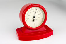 Front view 2 of Rototherm Red Bakelite Dual Scale Desk Thermometer 