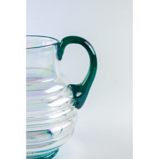 Handle of Iridescent Ribbed Glass Jug with Blue-Green Handle