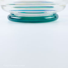Base of Iridescent Ribbed Glass Jug with Blue-Green Handle