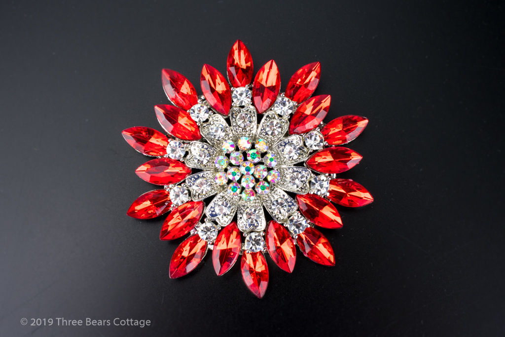 Fire & Ice Red & Clear Crystal Star Brooch