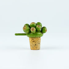 Right side view of a Wooden Green Grape Cluster Bottle Stopper