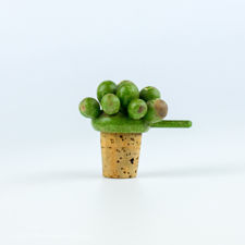 Right side view of a Wooden Green Grape Cluster Bottle Stopper