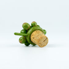 Underside view of a Wooden Green Grape Cluster Bottle Stopper