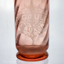 Logo view of a G Gaulin à Auxon pink glass siphon