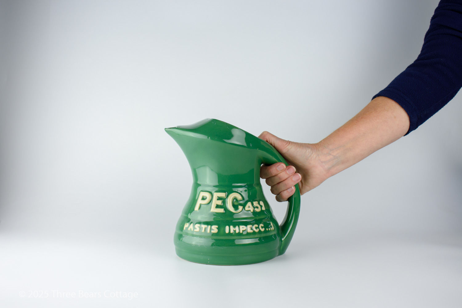 PEC 45 Pastis Impecc White on Green Ceramic Water Jug